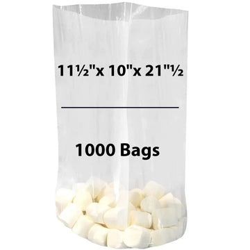 LDPE 1 mil 11.5" X 10" X 21.5" Clear Gusseted Poly Bags 1000 Bags